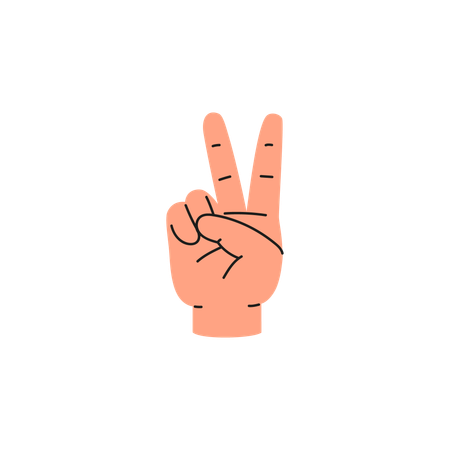 Letter V sign language  Illustration