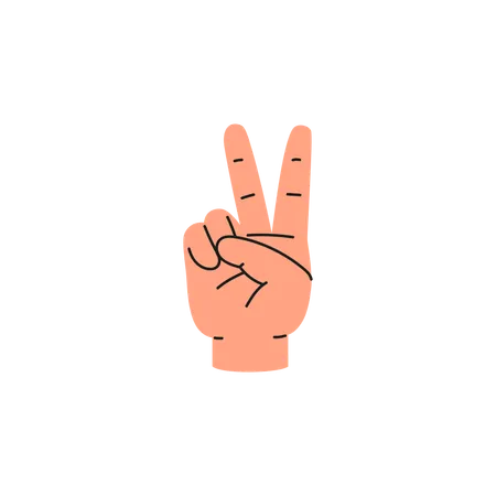 Letter V sign language  Illustration