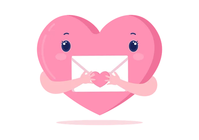 Coeur tenant une lettre d'amour  Illustration