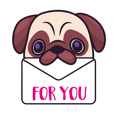 Chien tenant une lettre  Illustration