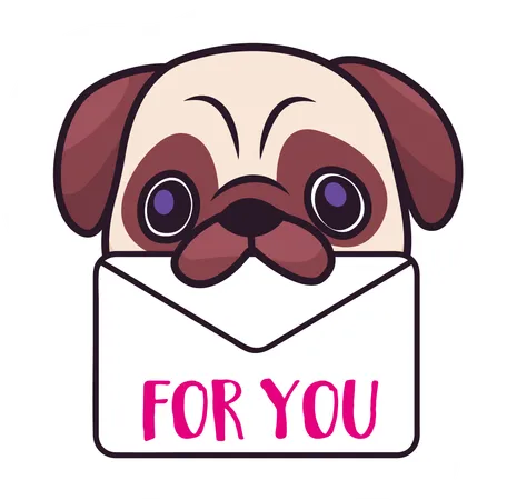 Chien tenant une lettre  Illustration