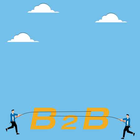 Des hommes plient des lettres pour le b2b  Illustration