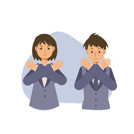 L'étudiant dit non avec une expression de refus  Illustration