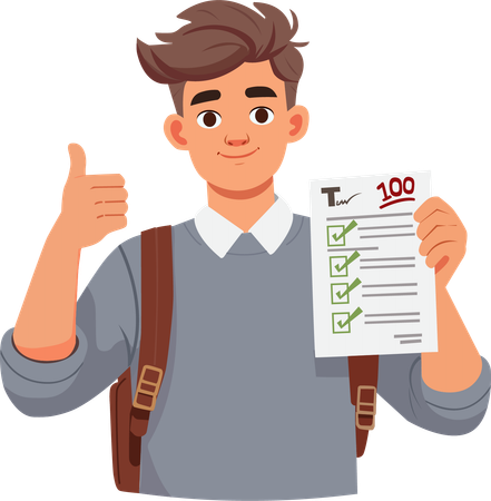L'étudiant qui a obtenu la note parfaite de 100 a exprimé sa joie  Illustration