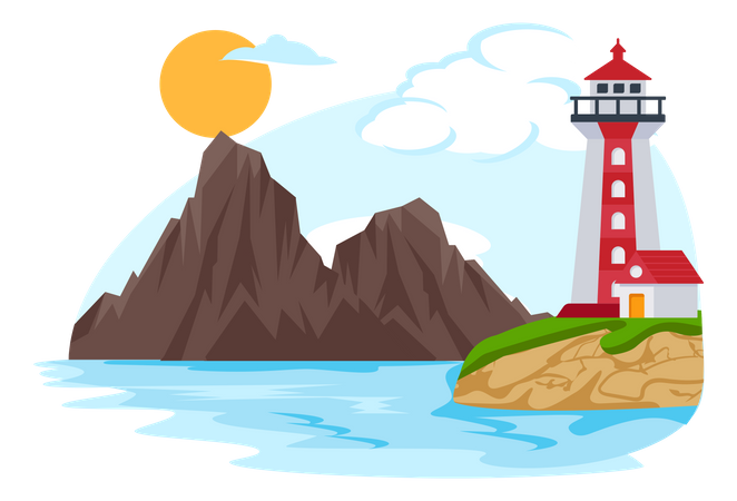 Leuchtturm landschaft  Illustration