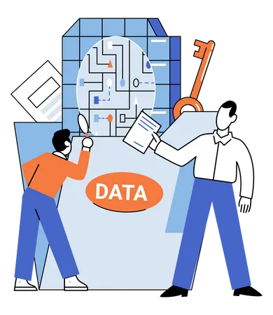 Personen, die Datensicherheit analysieren  Illustration