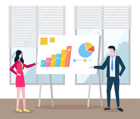 Menschen arbeiten und analysieren Informationen  Illustration