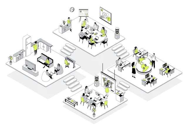 Menschen bei Outsourcing-Unternehmen  Illustration