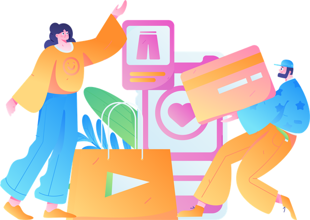 Leute beim Einkaufen  Illustration