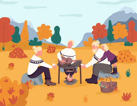 Leute beim Picknick  Illustration