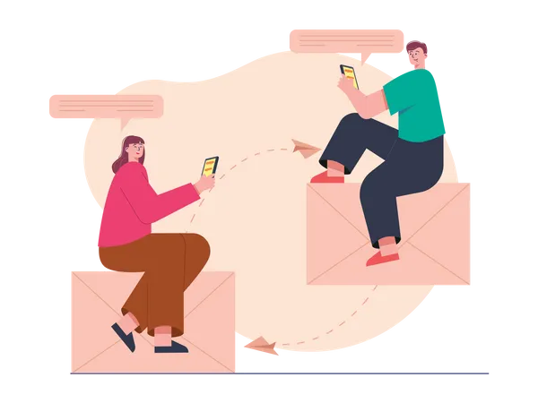 Leute, die am Telefon chatten  Illustration