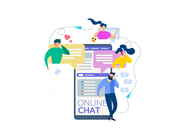 Leute chatten über Messaging-App  Illustration