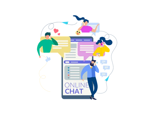 Leute chatten über Messaging-App  Illustration