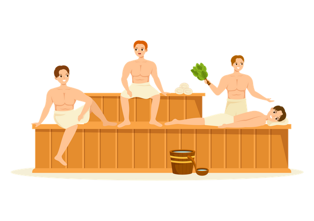 Menschen dampfen in der Sauna  Illustration