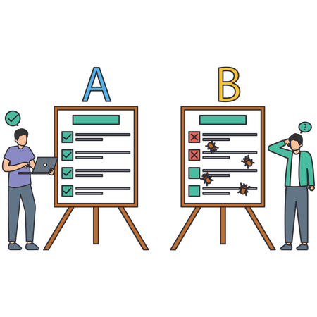 Personen, die AB-Tests durchführen  Illustration