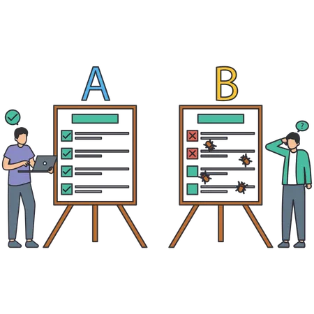 Personen, die AB-Tests durchführen  Illustration