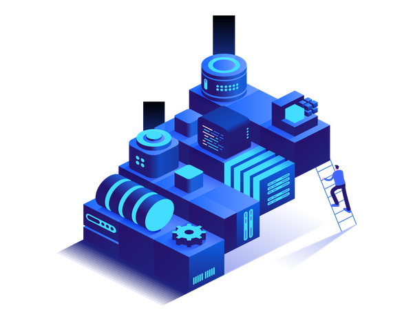 Leute, die am Bitcoin-Mining arbeiten  Illustration