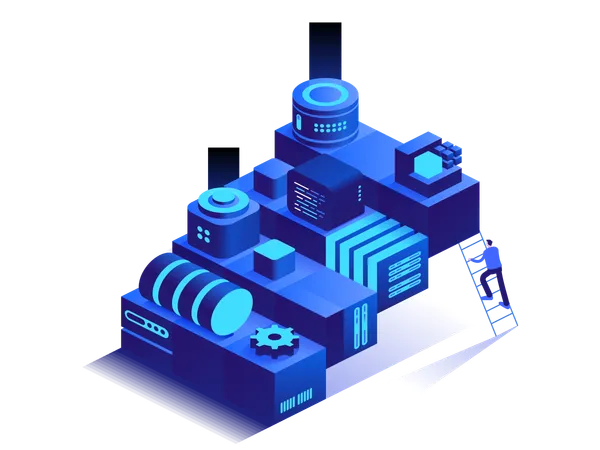 Leute, die am Bitcoin-Mining arbeiten  Illustration