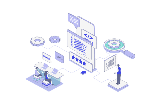 Personen, die an der Anwendungsentwicklung arbeiten  Illustration