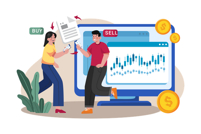 Menschen, die an der Börse handeln  Illustration