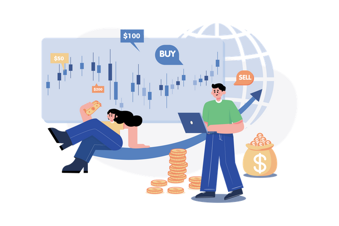 Menschen, die an der Börse handeln  Illustration