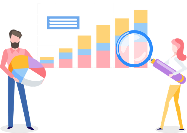 Personen, die an der Geschäftsanalyse von Daten arbeiten  Illustration