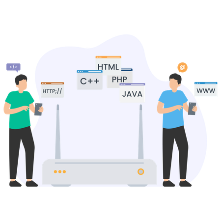 Leute, die an Programmiersprachen arbeiten  Illustration