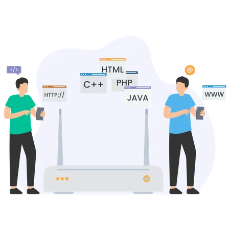 Leute, die an Programmiersprachen arbeiten  Illustration