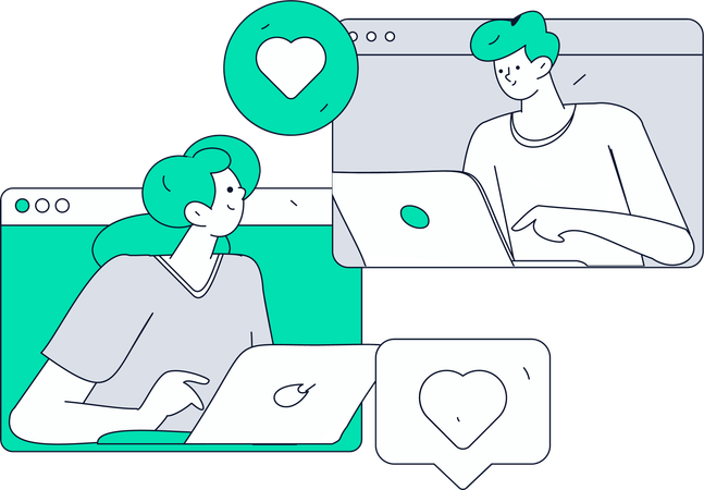 Leute, die an einer Webkonferenz teilnehmen  Illustration