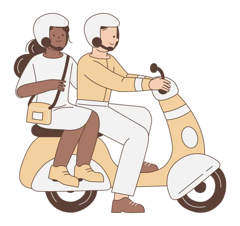 Menschen, die mit dem Motorrad unterwegs sind  Illustration