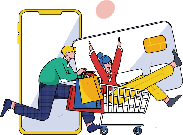 Personen, die auf einer E-Commerce-Website einkaufen  Illustration