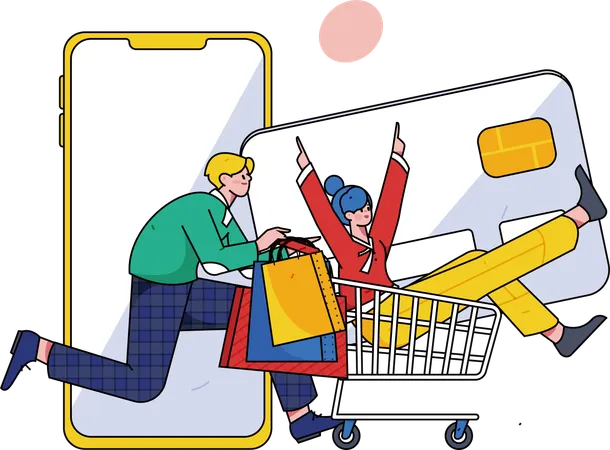 Personen, die auf einer E-Commerce-Website einkaufen  Illustration