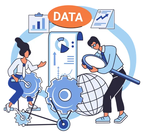 Menschen, die Big Data analysieren  Illustration