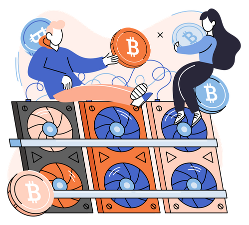 Menschen, die Blockchain nutzen  Illustration