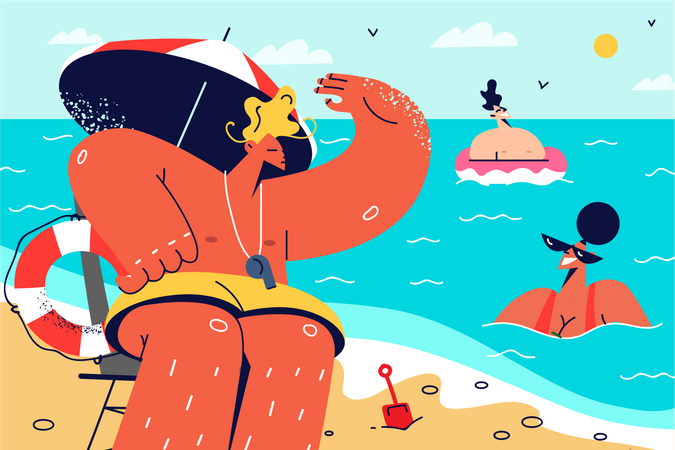 Menschen, die das Strandleben genießen  Illustration