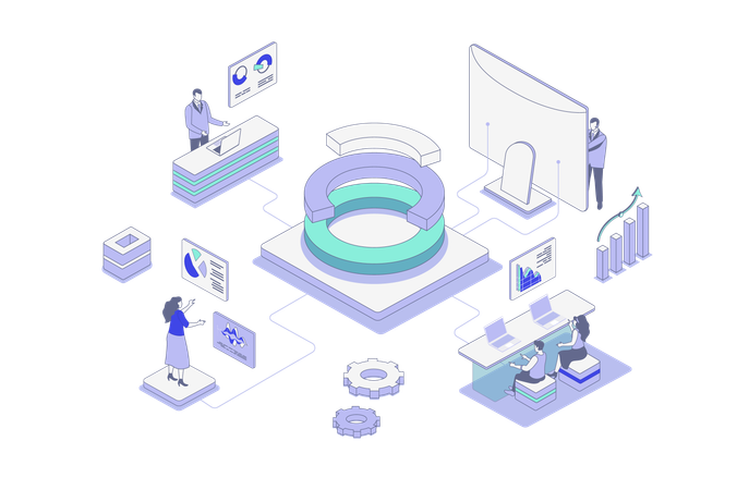 Personen, die Datenanalysen durchführen  Illustration