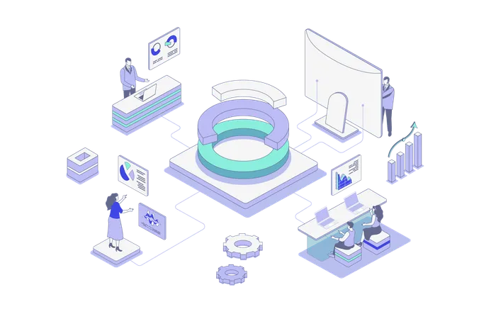 Personen, die Datenanalysen durchführen  Illustration