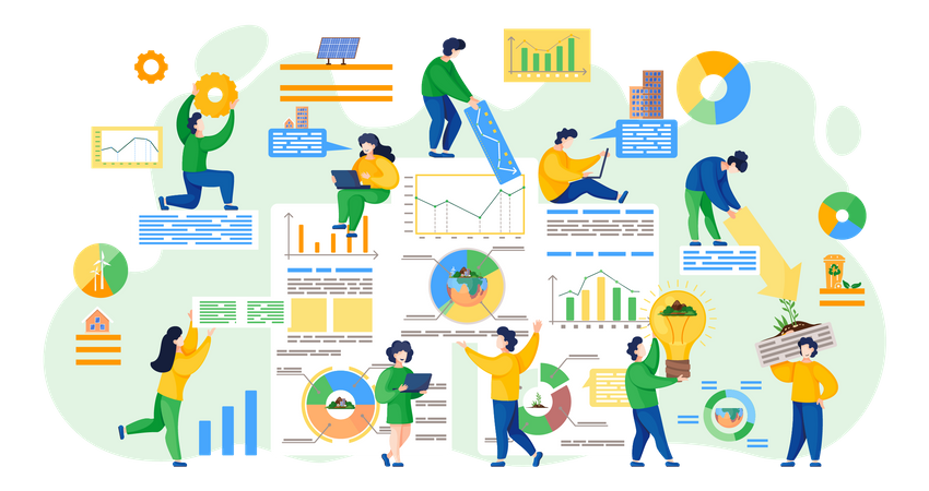 Personen, die Datenanalysen durchführen  Illustration