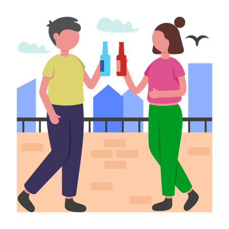 Leute, die die Rooftop-Party genießen  Illustration