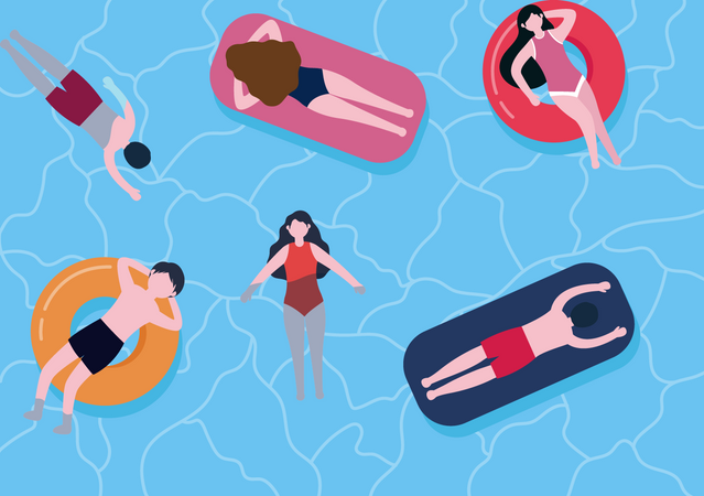 Menschen beim Sonnenbaden  Illustration