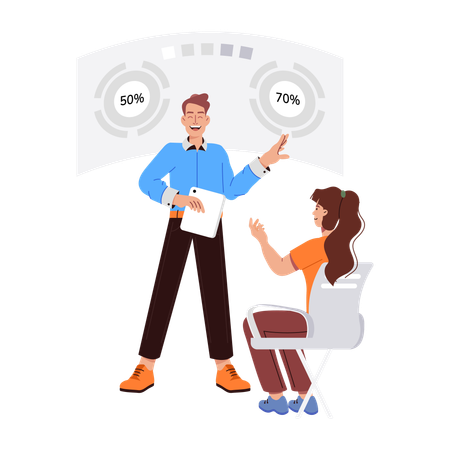 Personen, die Prozentanalysen durchführen  Illustration