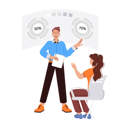 Personen, die Prozentanalysen durchführen  Illustration