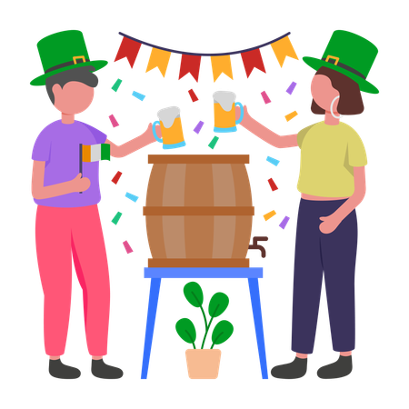 Leute, die eine St. Patricks Day Party veranstalten  Illustration