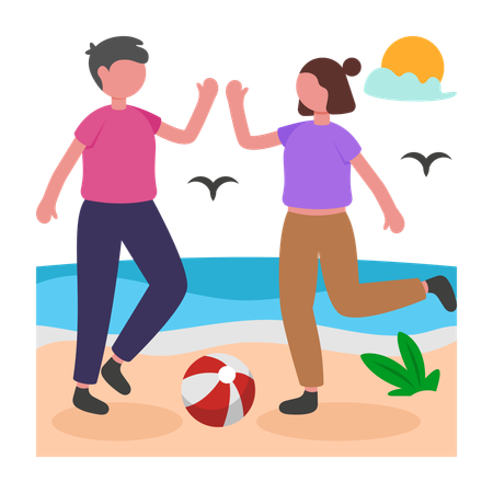 Leute, die eine Strandparty genießen  Illustration
