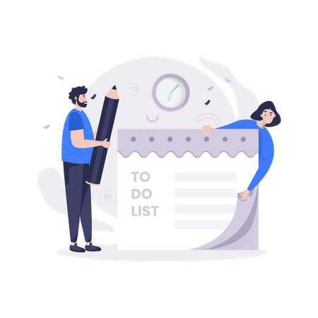 Leute, die eine To-Do-Liste für das neue Jahr erstellen  Illustration