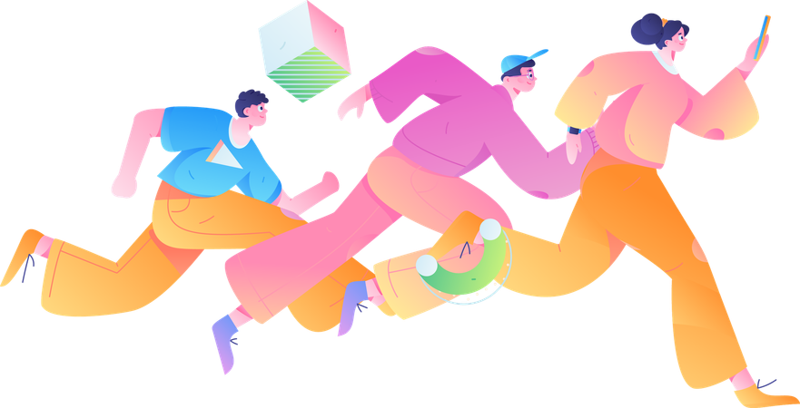 Menschen laufen einen Marathon  Illustration