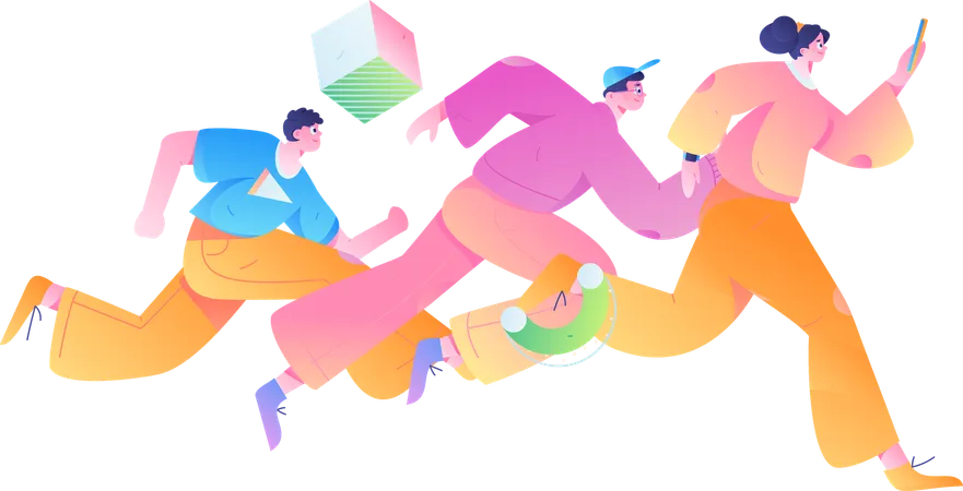 Menschen laufen einen Marathon  Illustration