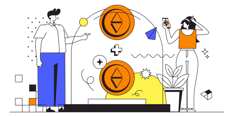 Leute, die Ethereum kaufen  Illustration