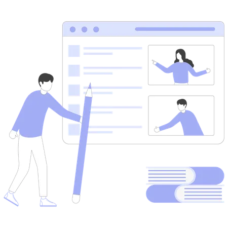 Personen, die Fernunterricht nehmen  Illustration