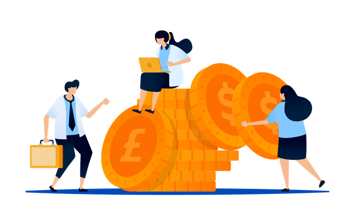 Menschen häufen Geld an  Illustration